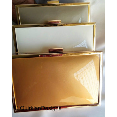 Gold Purse With Gold Hard Body Box Clutch Bag, Party Clutch, Evening Clutch